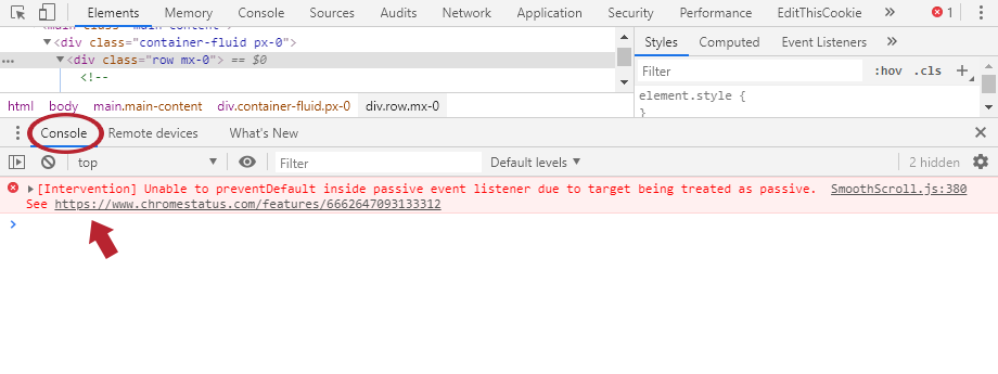 JavaScript Errors in Developer Console
